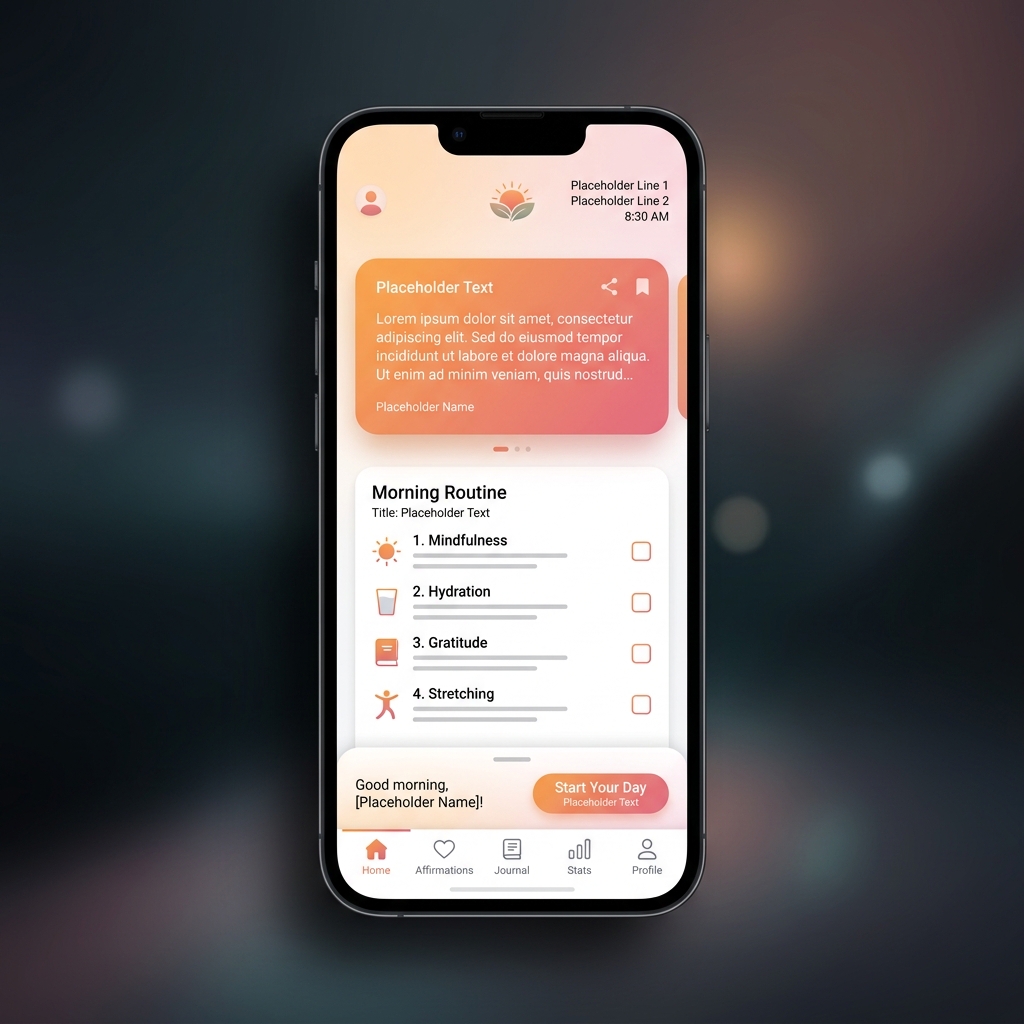 Daily affirmation and wellness app with motivational content