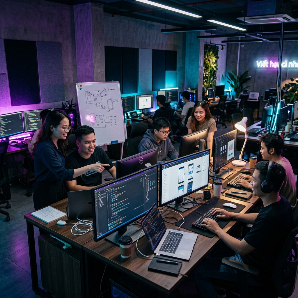 Boring AI Studio team collaborating in modern workspace